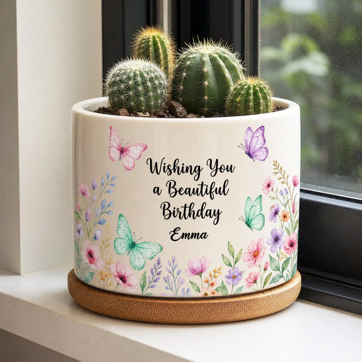 Butterfly Garden Plant Pot for Birthday – Custom Name Gift