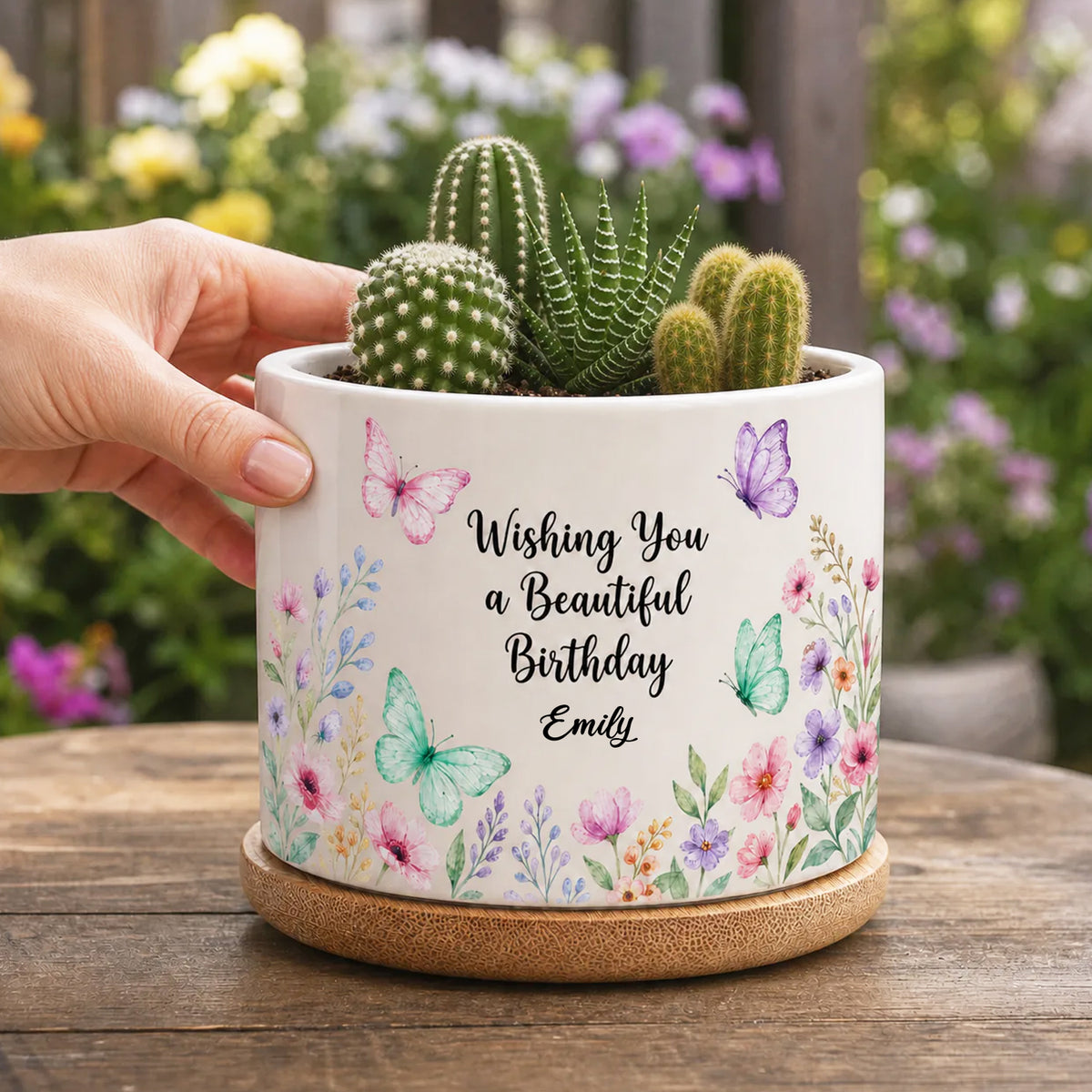 Butterfly Garden Plant Pot for Birthday – Custom Name Gift