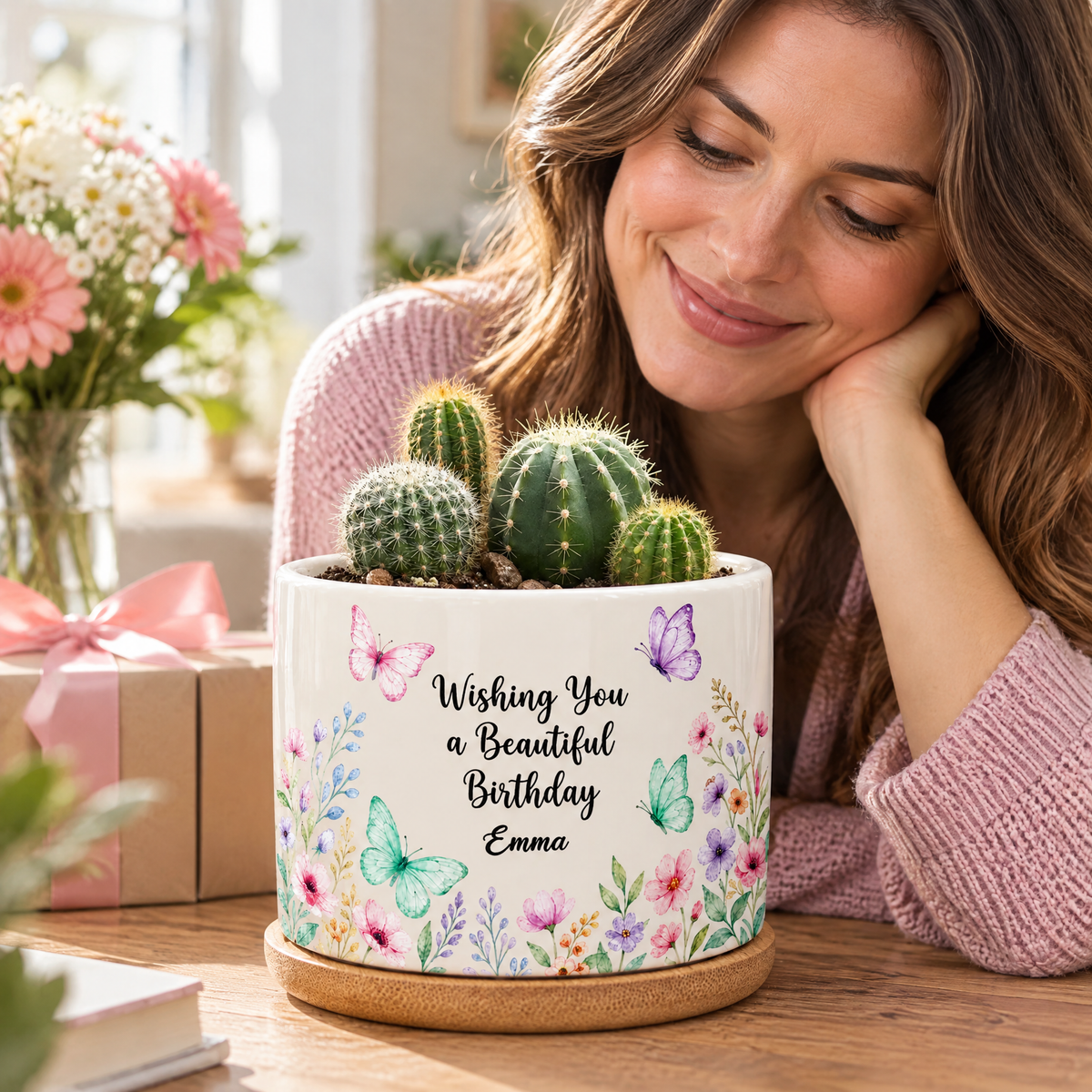 Butterfly Garden Plant Pot for Birthday – Custom Name Gift