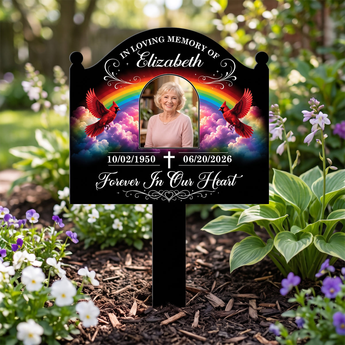 Gone From Our Sight, Never From Our Love - Personalized Plaque Stake, Memorial Gift For Loss Of Loved One