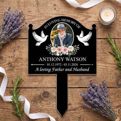 A Love That Never Fades - Personalized Plaque Stake, Custom Photo Tribute With Doves, Creative Sympathy Gift for Family