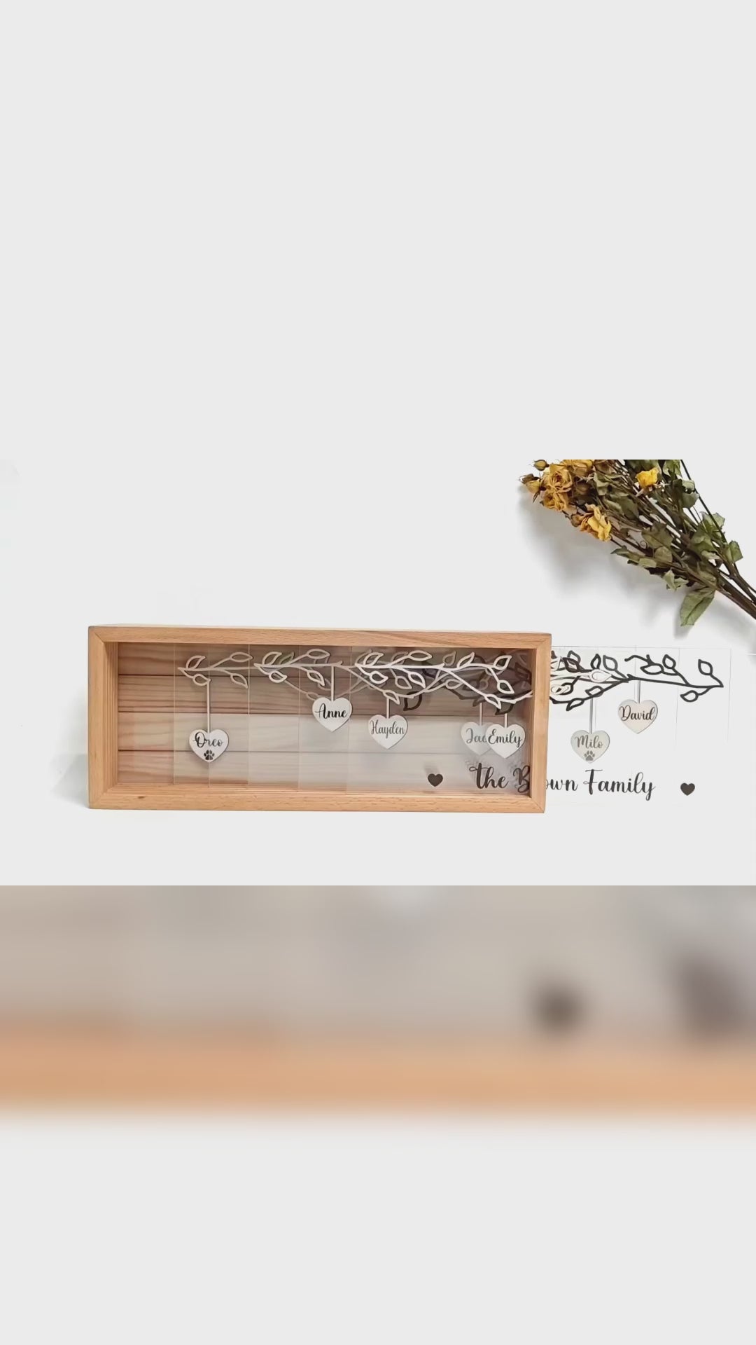 Family Hearts Tree - Personalized Acrylic Stereoscopic Painting, Home Decor, Gift For Family Anniversary