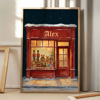 Personalized Winter Toy Shop Poster - Nostalgic Christmas Decor