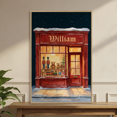 Personalized Winter Toy Shop Poster - Nostalgic Christmas Decor