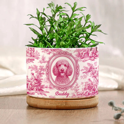 Custom Photo Pet Portrait Classic Toile - Personalized Plant Pot, Gift For Dog Lovers, Classic Toile Art