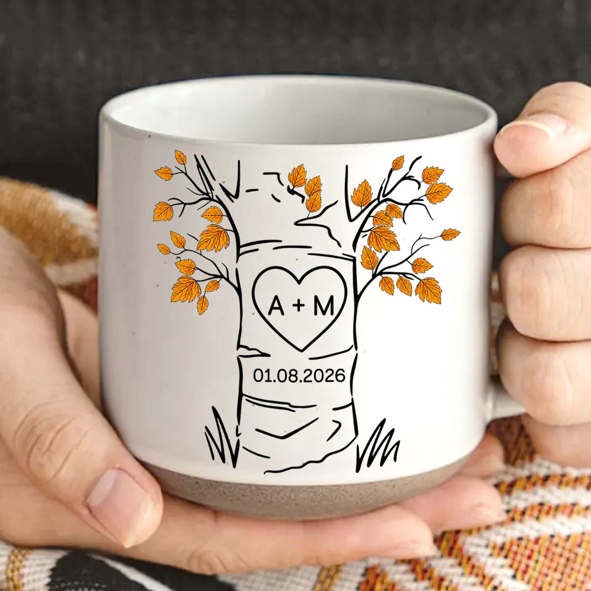 Our Love Story - Personalized Pottery Mug, Custom Couple Name Mug, Gift for Couple