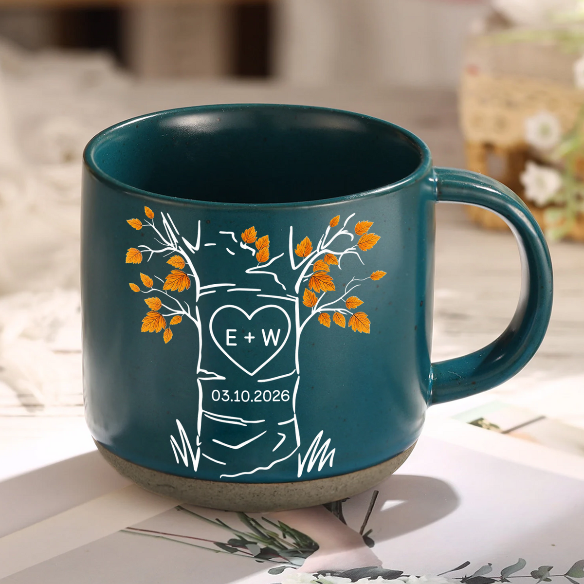 Our Love Story - Personalized Pottery Mug, Custom Couple Name Mug, Gift for Couple