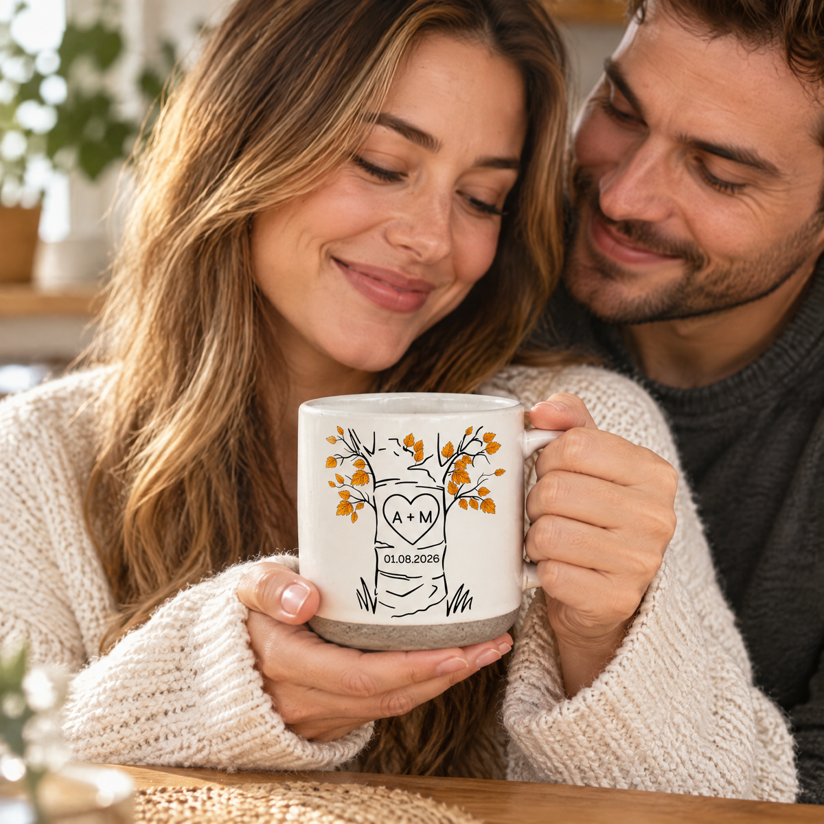 Our Love Story - Personalized Pottery Mug, Custom Couple Name Mug, Gift for Couple
