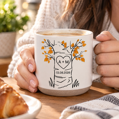 Our Love Story - Personalized Pottery Mug, Custom Couple Name Mug, Gift for Couple