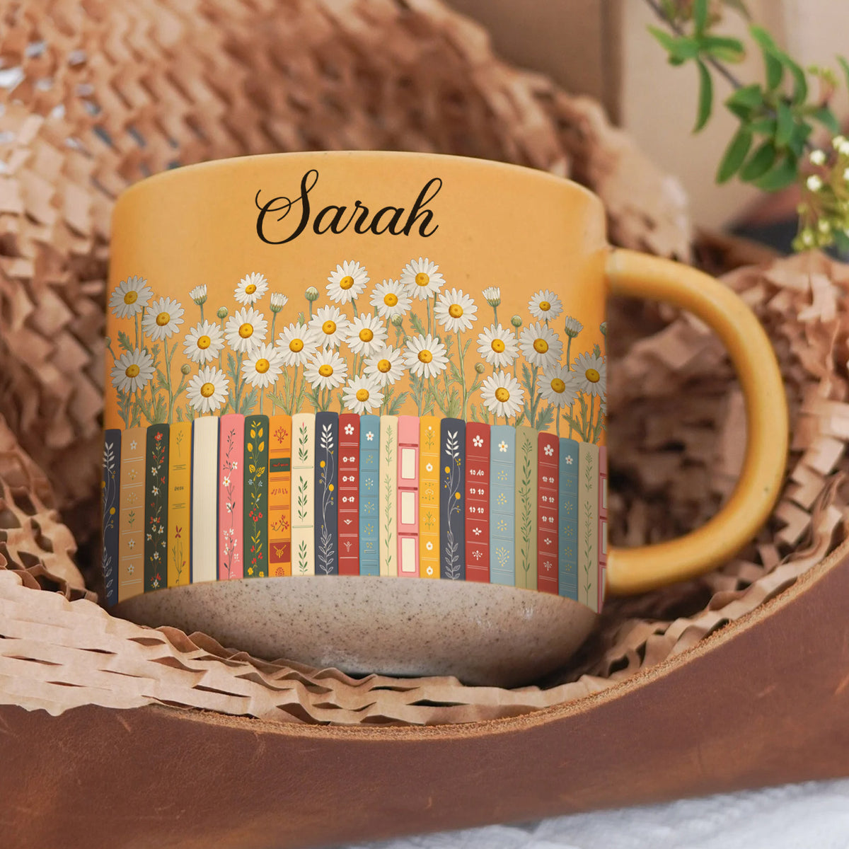 Book Lover &amp; Birth Flower - Personalized Pottery Mug, Gift For Book Lovers