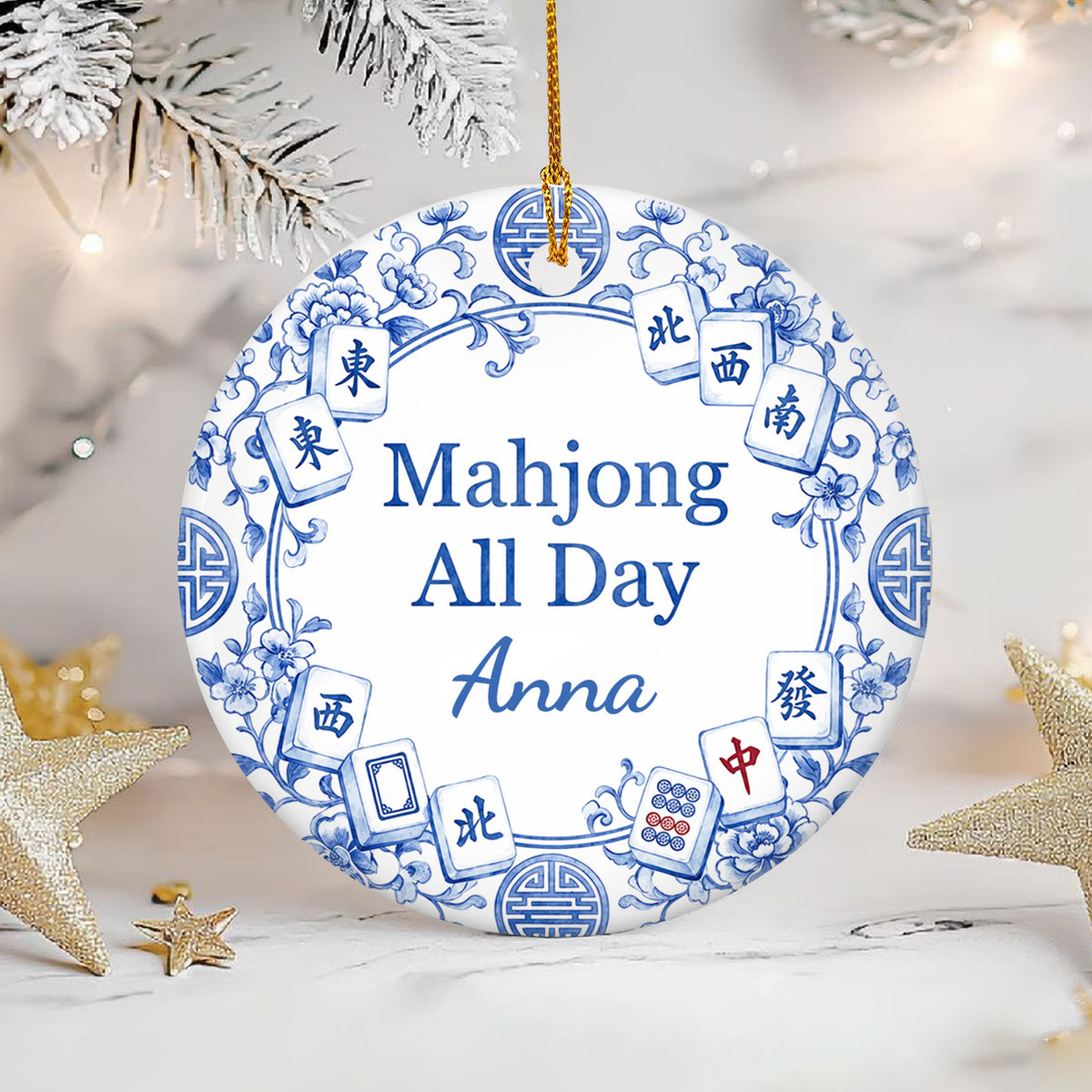 Chinoiserie Mahjong - Elegant Personalized Ornament