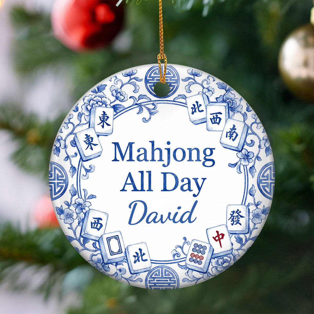 Chinoiserie Mahjong - Elegant Personalized Ornament