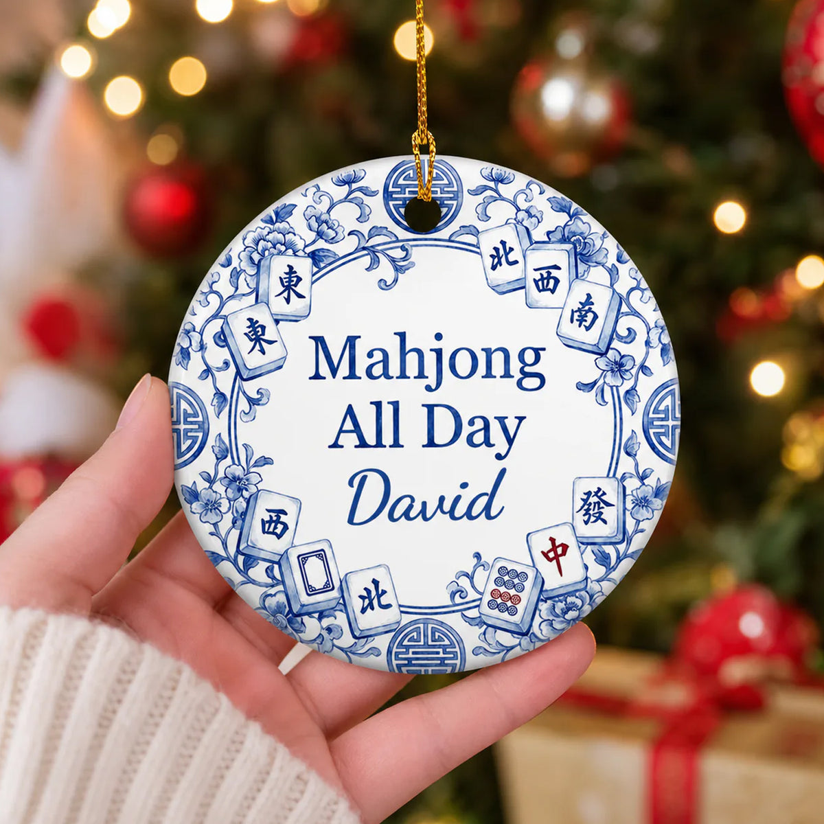 Chinoiserie Mahjong - Elegant Personalized Ornament