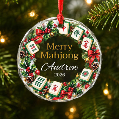 Merry Mahjong - Personalized Holiday Ornament for Mahjong Lovers