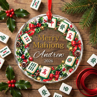 Merry Mahjong - Personalized Holiday Ornament for Mahjong Lovers