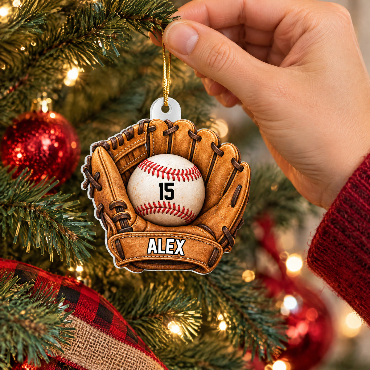 A Glove Full Of Dreams - Personalized Acrylic Ornament, Custom Name And Number Player Baseball Ornament, Christmas Gift