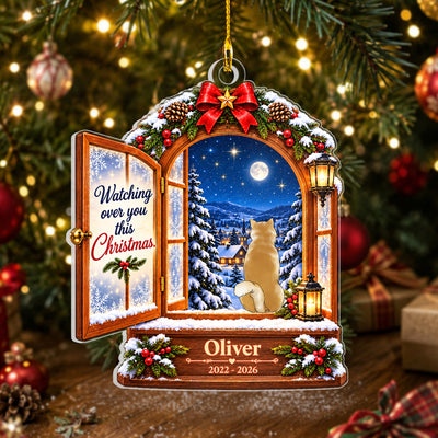 Watching Ever You This Christmas - Personalized Acrylic Ornament, Heavenly Window Memorial Ornament