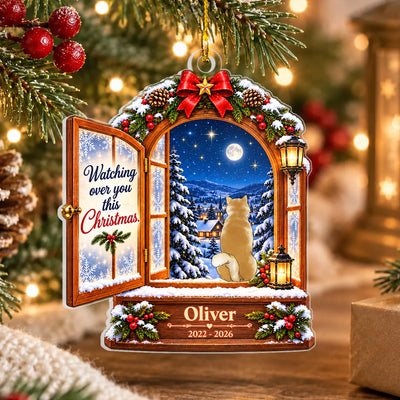 Watching Ever You This Christmas - Personalized Acrylic Ornament, Heavenly Window Memorial Ornament
