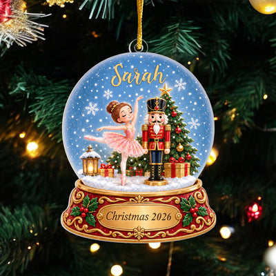 Nutcracker Ballet Stage- Personalized Acrylic Ornament, Snow Globe Nutcracker, Christmas Nutcracker Home Decor