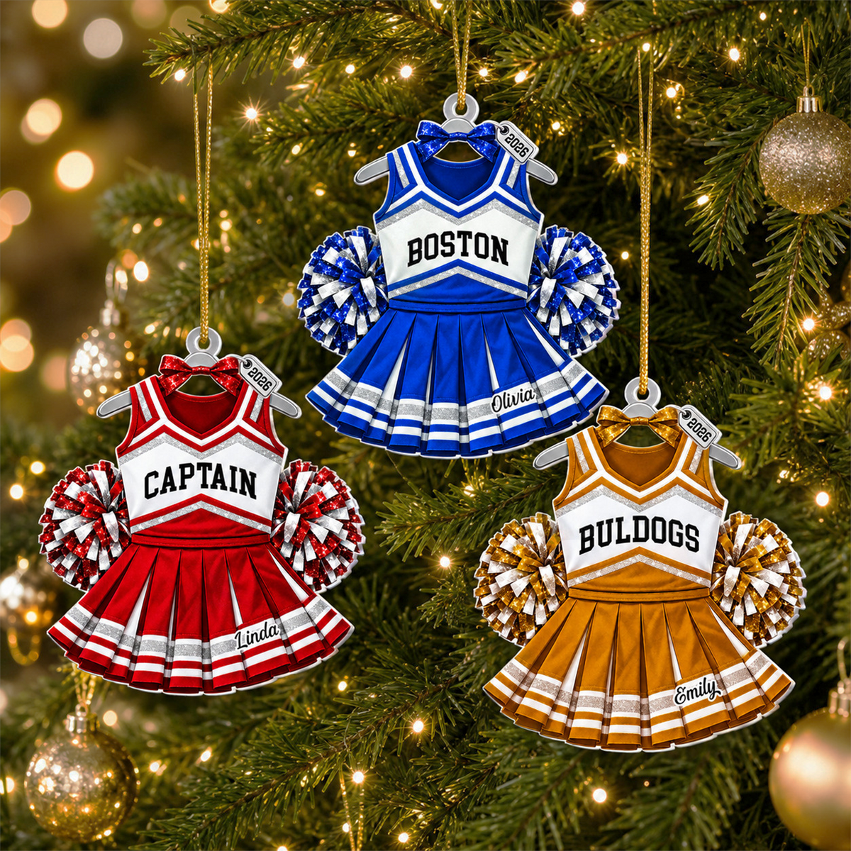 Happiness Is Being A Cheerleader - Personalized Acrylic Ornament, Custom Cheer Uniform