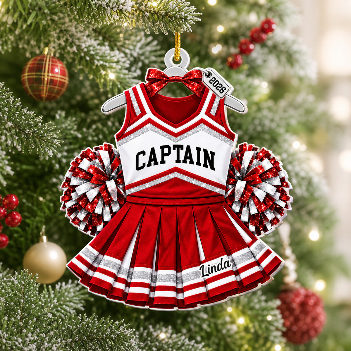 Happiness Is Being A Cheerleader - Personalized Acrylic Ornament, Custom Cheer Uniform