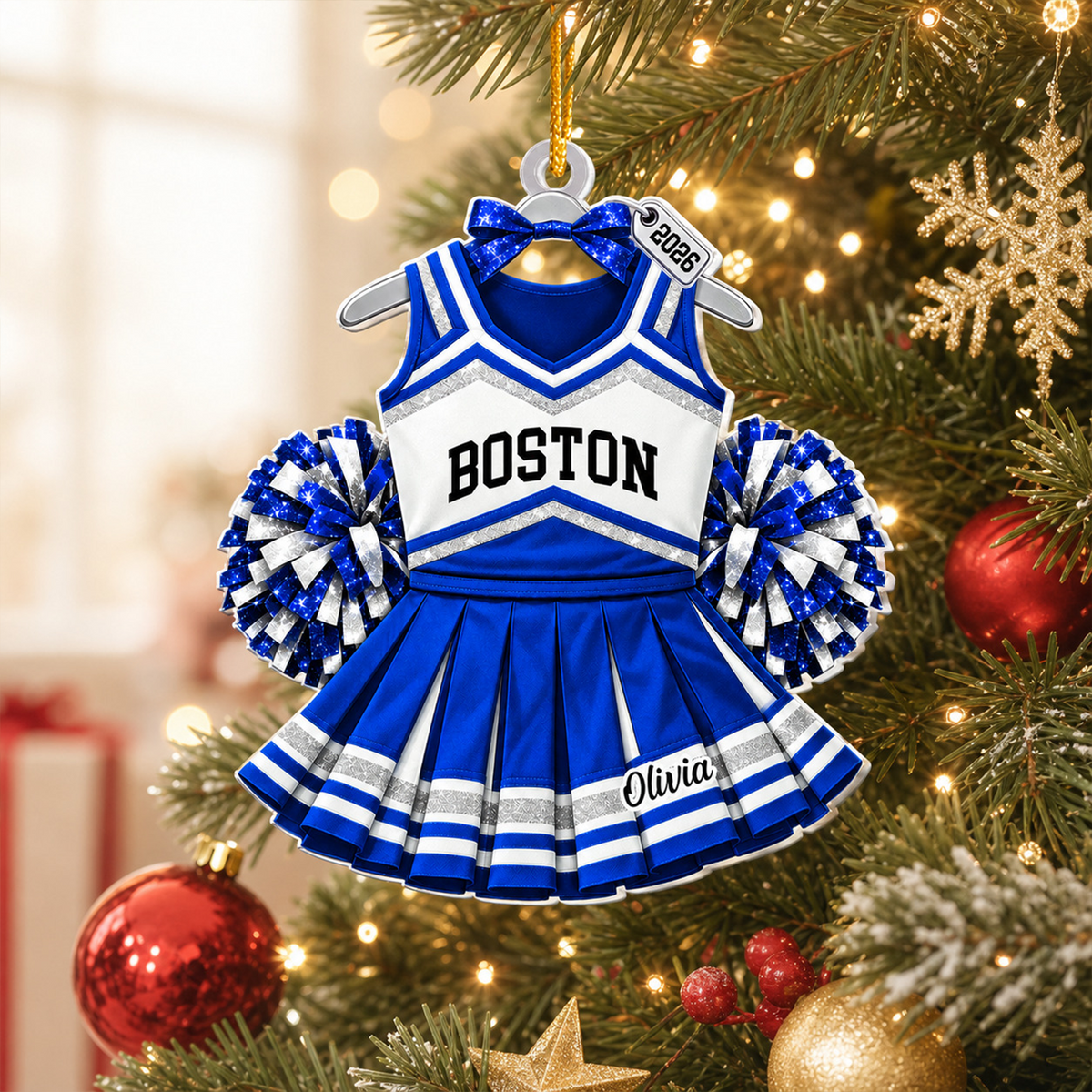 Happiness Is Being A Cheerleader - Personalized Acrylic Ornament, Custom Cheer Uniform