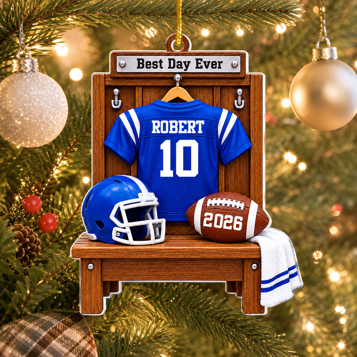 My Little Football Star - Personalized Acrylic Ornament, Custom Name And Year America Football Ornament