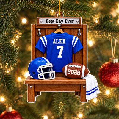 My Little Football Star - Personalized Acrylic Ornament, Custom Name And Year America Football Ornament