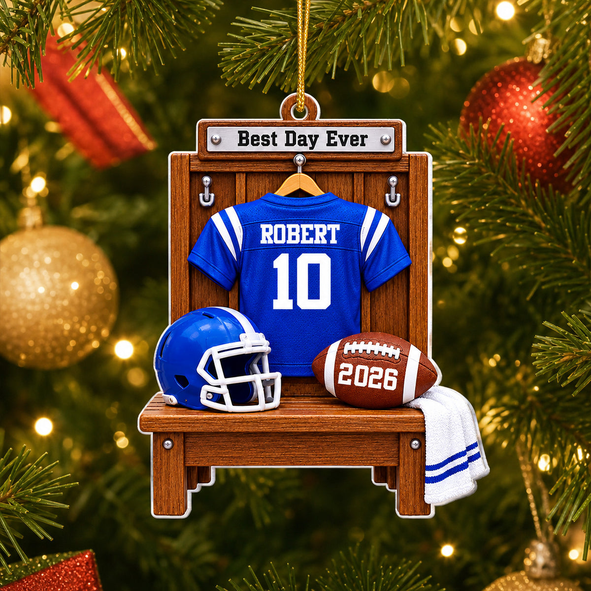 My Little Football Star - Personalized Acrylic Ornament, Custom Name And Year America Football Ornament