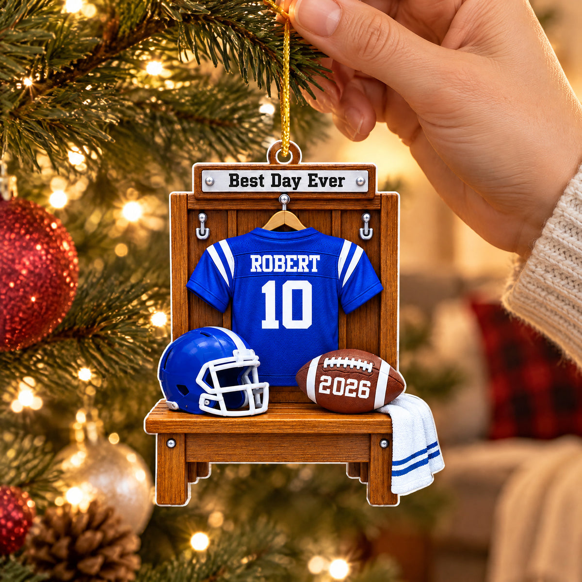 My Little Football Star - Personalized Acrylic Ornament, Custom Name And Year America Football Ornament