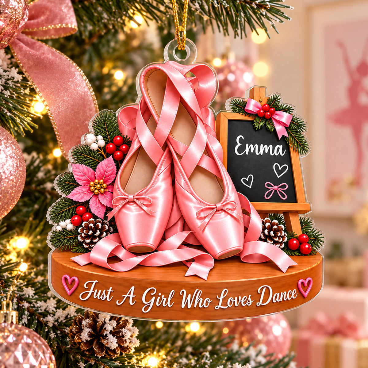 Just A Girl Who Loves Dance - Personalized Acrylic Ornament, Ballet Slippers Gift For Dancing Lovers