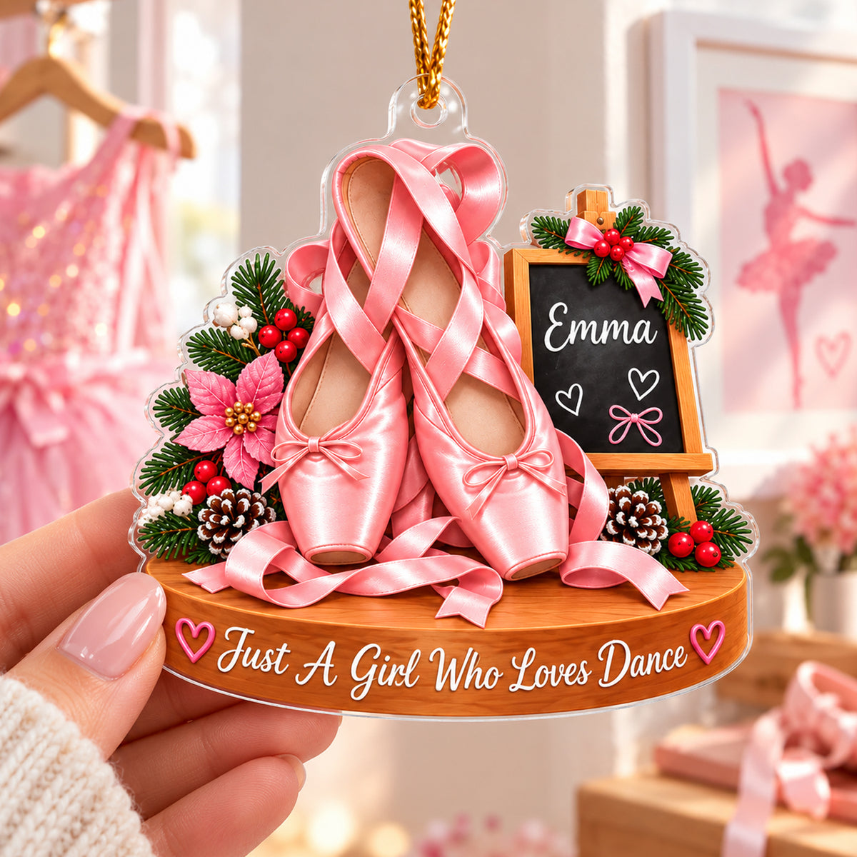 Just A Girl Who Loves Dance - Personalized Acrylic Ornament, Ballet Slippers Gift For Dancing Lovers
