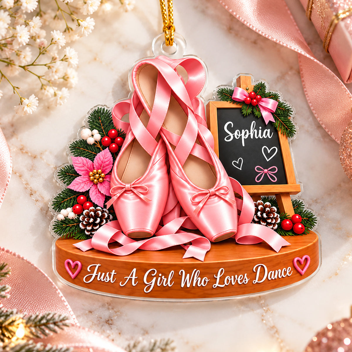 Just A Girl Who Loves Dance - Personalized Acrylic Ornament, Ballet Slippers Gift For Dancing Lovers