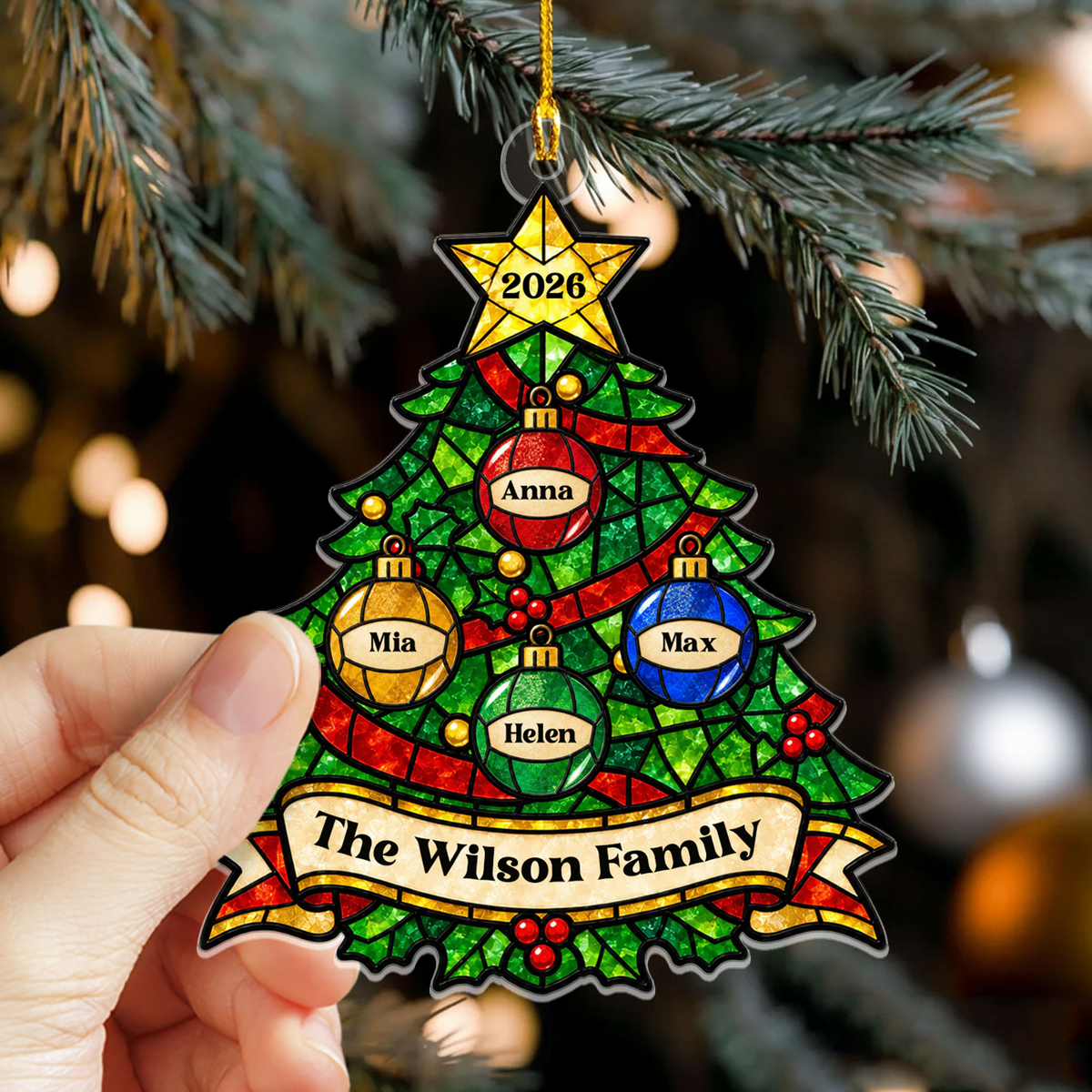 Our Family Tree- Personalized Acrylic Ornament, Family Tree Christmas Ornament, Family Gift