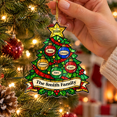Our Family Tree- Personalized Acrylic Ornament, Family Tree Christmas Ornament, Family Gift