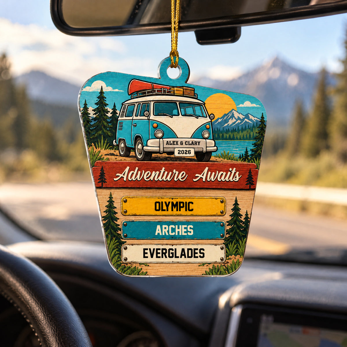Couple Road Trip License Plate - Personalized Acrylic Ornament, Gift For Couple, Travelling Couple Gift
