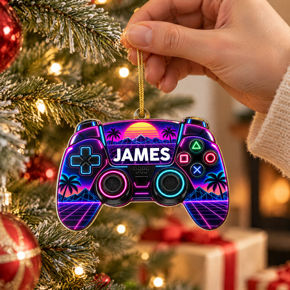 Level Up Your Christmas - Personalized Acrylic Ornament, Custom name Gaming Ornament, Gift For Gamers