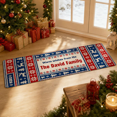 Vintage Nordic Sweater Pattern Family Runner Rug