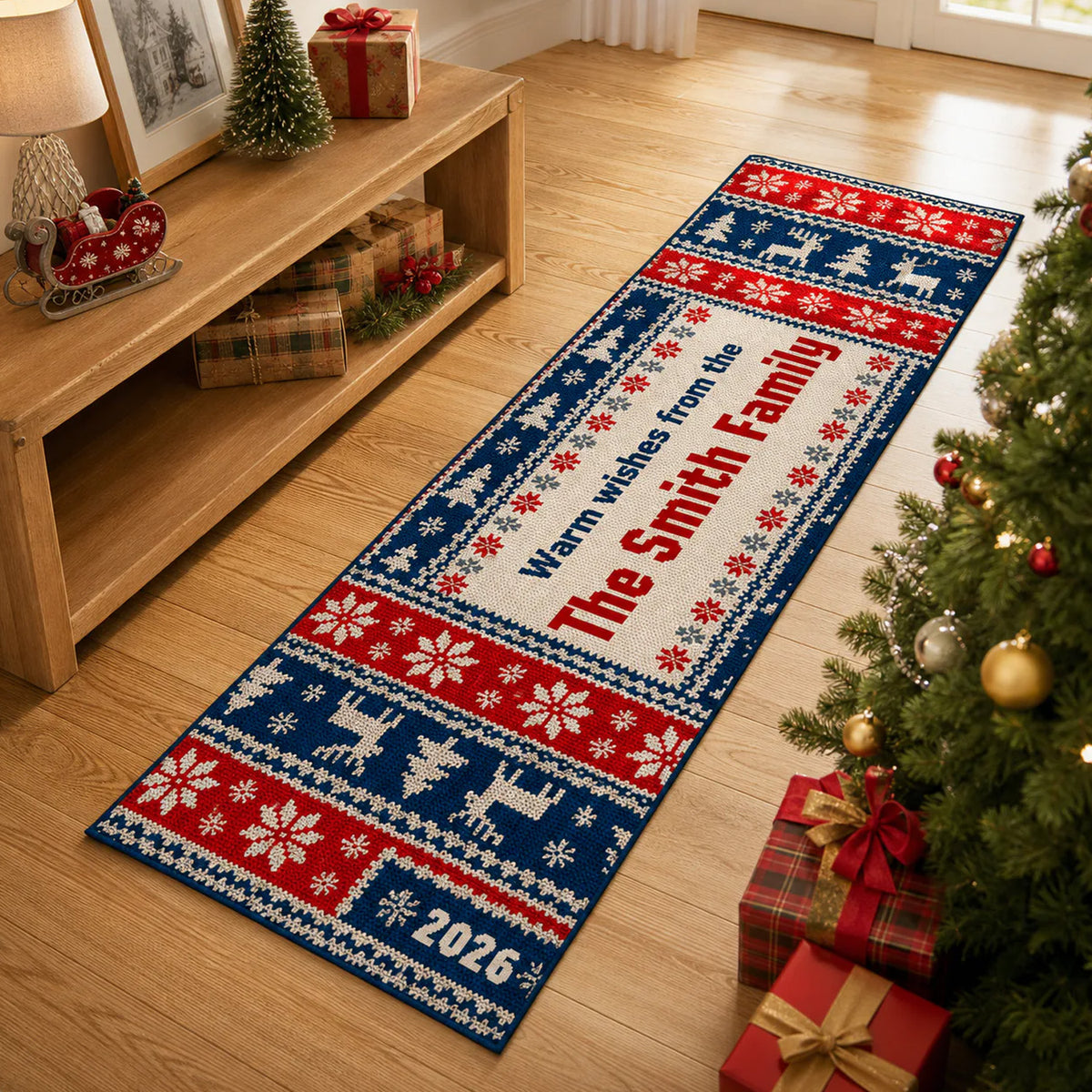Vintage Nordic Sweater Pattern Family Runner Rug