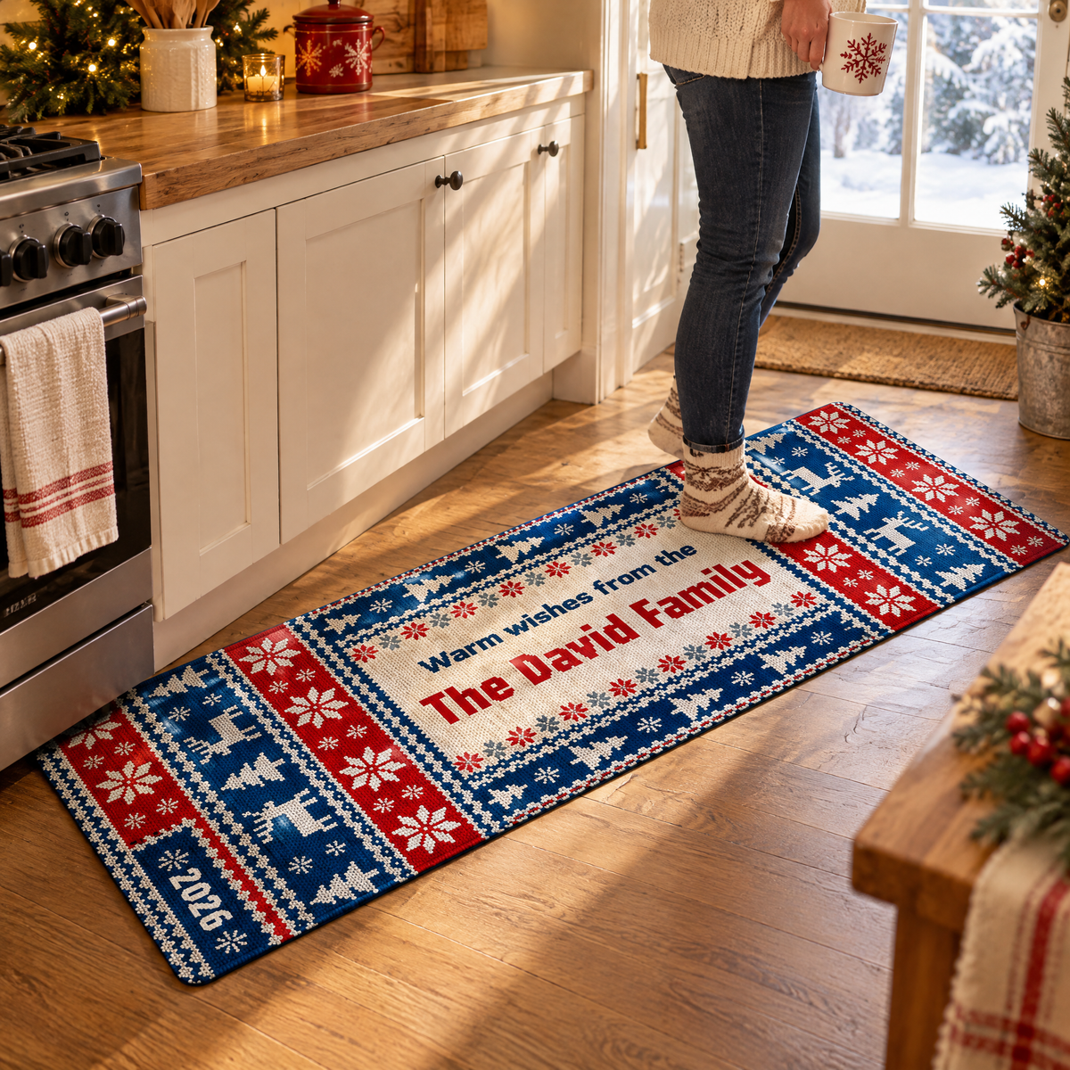 Vintage Nordic Sweater Pattern Family Runner Rug