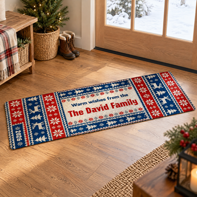 Vintage Nordic Sweater Pattern Family Runner Rug