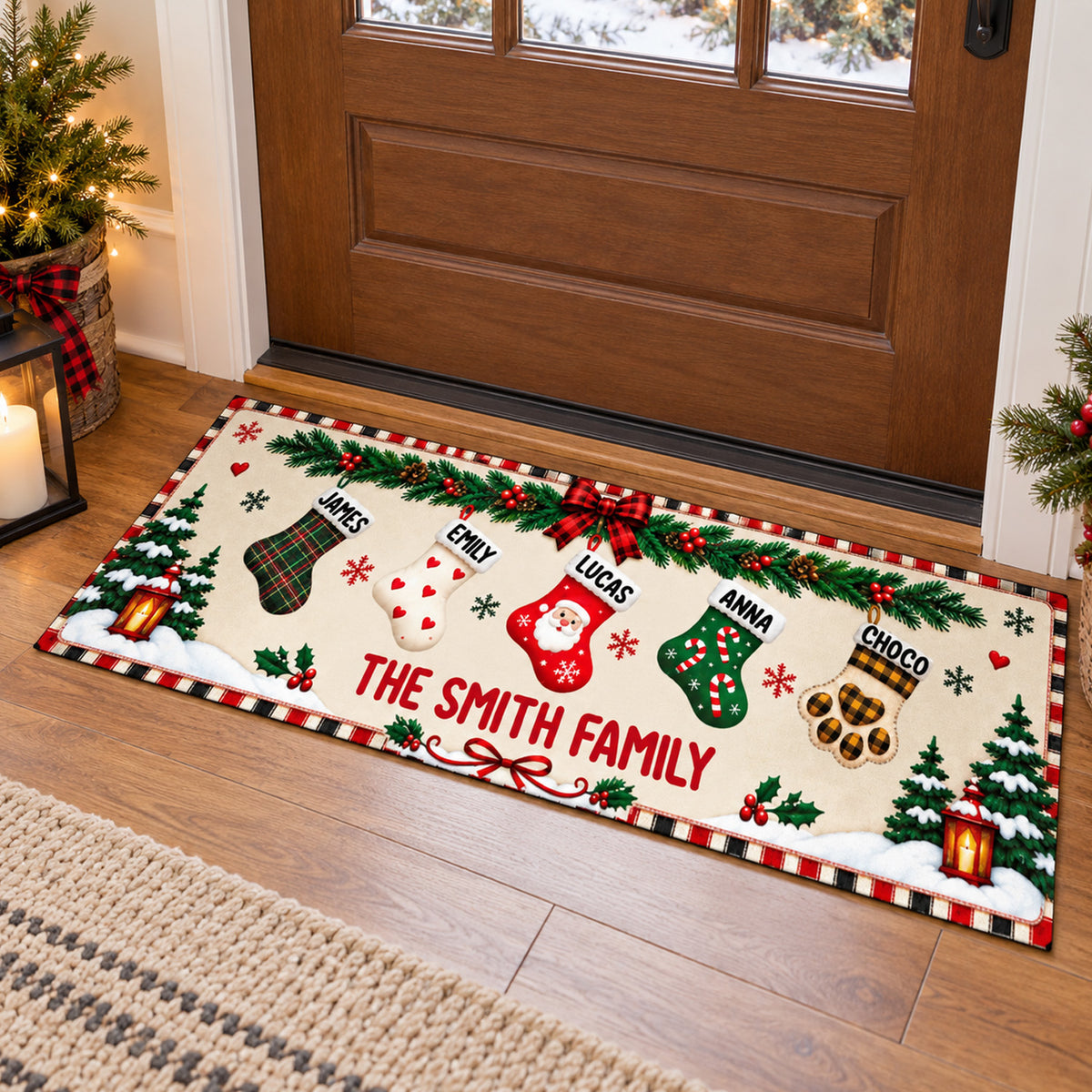 Our Christmas Family - Personalized Runner Rug, Christmas Family Gift, Custom Stocking Rug,Christmas Home Decor