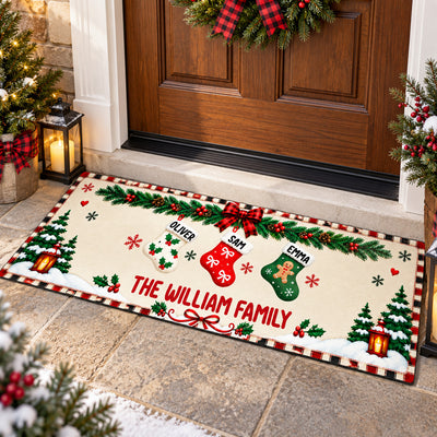 Our Christmas Family - Personalized Runner Rug, Christmas Family Gift, Custom Stocking Rug,Christmas Home Decor