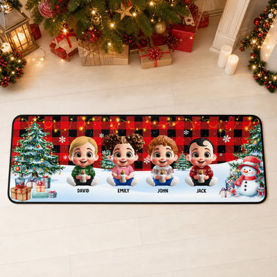 Personalized Family Cartoon Christmas Runner Rug