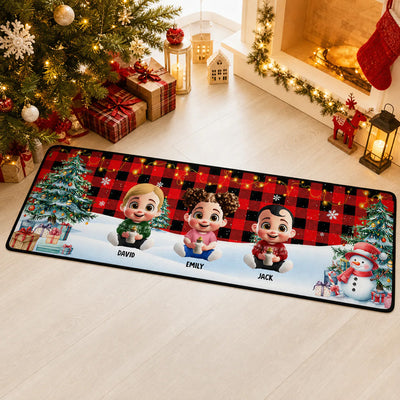 Personalized Family Cartoon Christmas Runner Rug