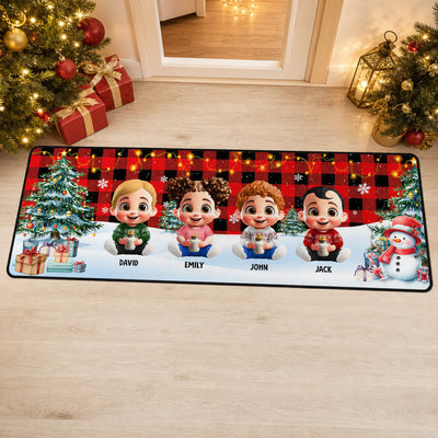 Personalized Family Cartoon Christmas Runner Rug