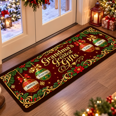 Grandma's Greatest Gifts - Personalized Elegant Vintage Ornament Runner Rug