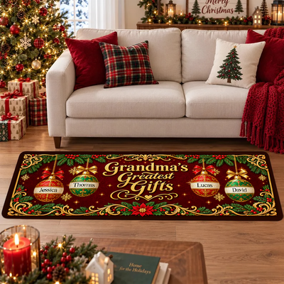 Grandma's Greatest Gifts - Personalized Elegant Vintage Ornament Runner Rug