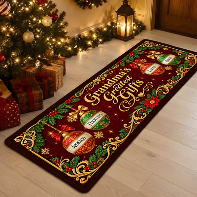 Grandma's Greatest Gifts - Personalized Elegant Vintage Ornament Runner Rug