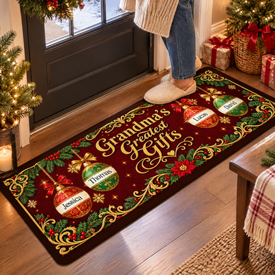 Grandma's Greatest Gifts - Personalized Elegant Vintage Ornament Runner Rug